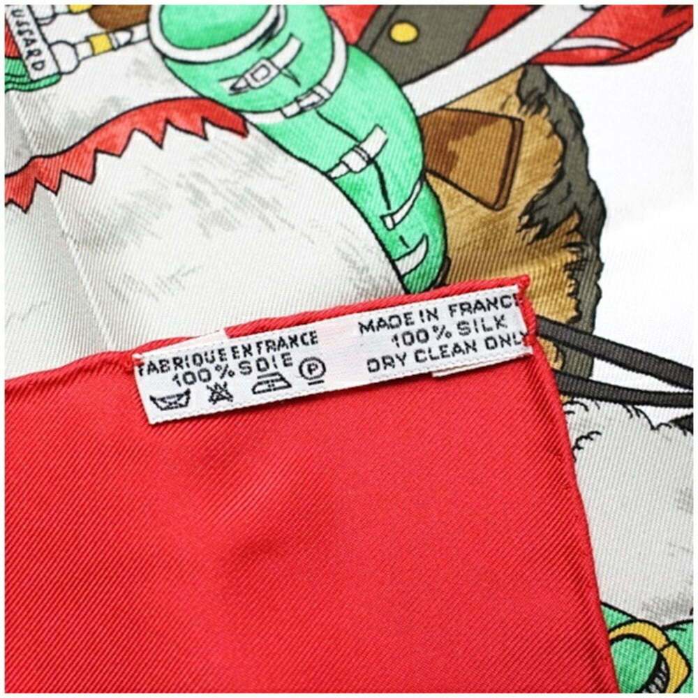 HERMES Red Silk Scarf - Picture 6 of 9
